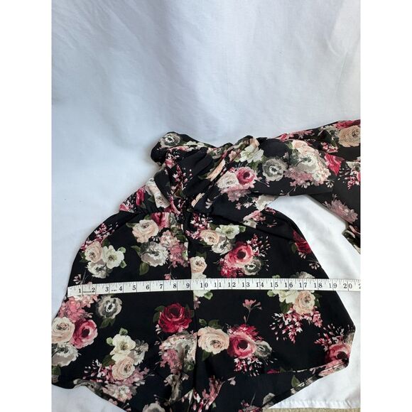 Mind Code Black Floral Off Shoulder Maxi Dress Sze S Romper Summer Date Romantic - Picture 11 of 13